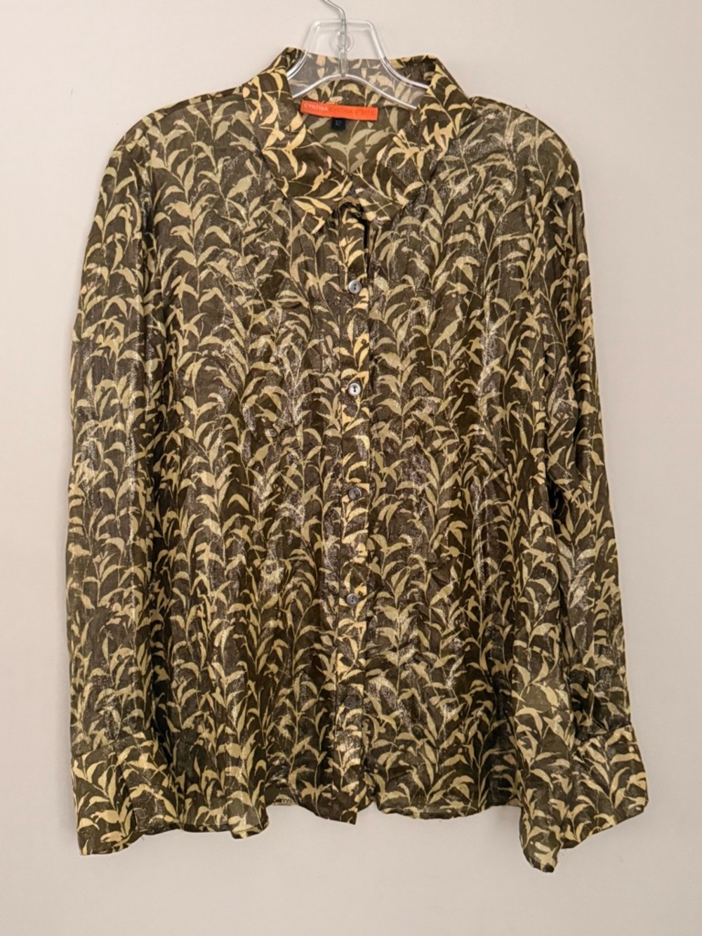 Cynthia Steffe Semi Sheer Blouse Coastal Glam size 12